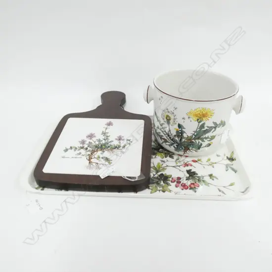 VILLEROY & BOCH BOTANICA; MELAMINE TRAY / LG ICE BUCKET & WOOD FRAMED CHEESEBOARD...
