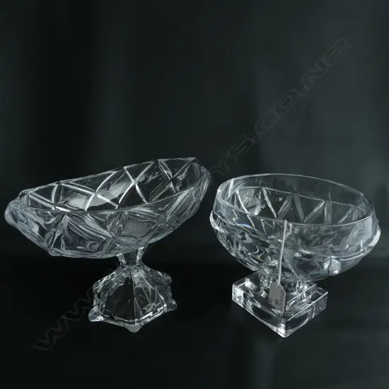 2 PRESSED GLASS FRUIT BOWLS L. 320mm.