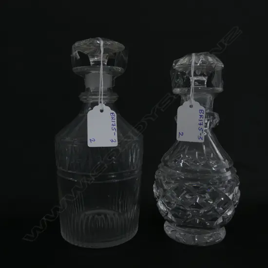2X GEORGIAN SMALL CIRCULAR DECANTERS 