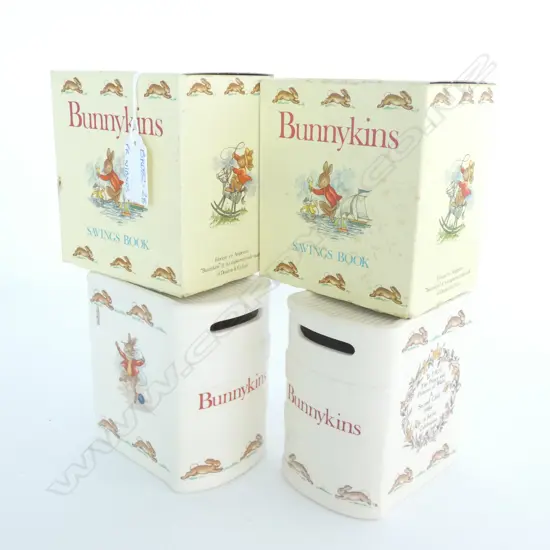 ROYAL DOULTON BUNNYINS SAVING BOOK MONEY BOXES X 2....