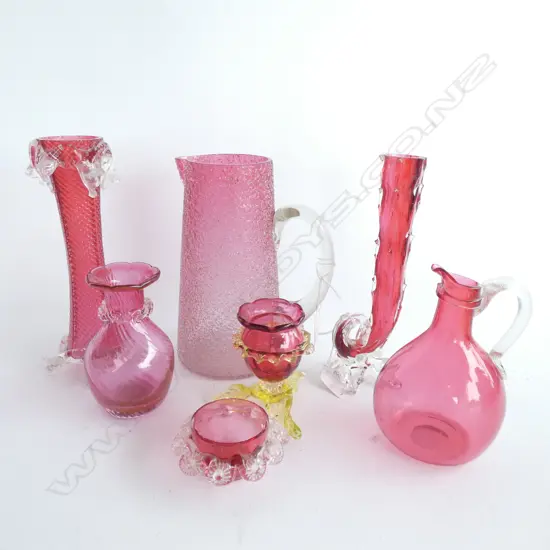 7 PCES ASST. CRANBERRY GLASS...