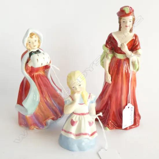 3 FIGURINES; R/WORCESTER 'ALICE' 3608, PARAGON 'MISS SUSAN' & LAWTON 'ELEANOR' H.180mm
