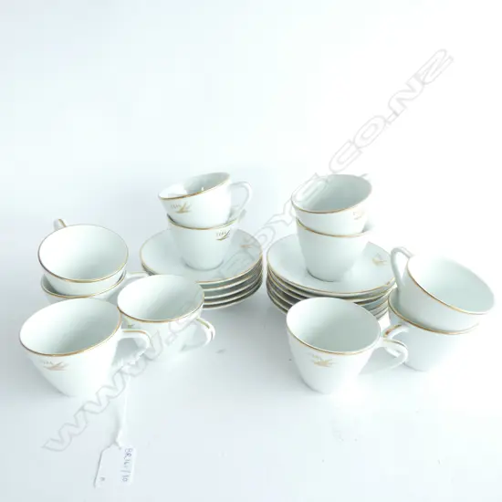 11 NORITAKE DEMITASSE CUPS & SAUCERS MARKED 'TEAL' 