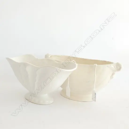 2 WHITE CROWN LYN VASES...
