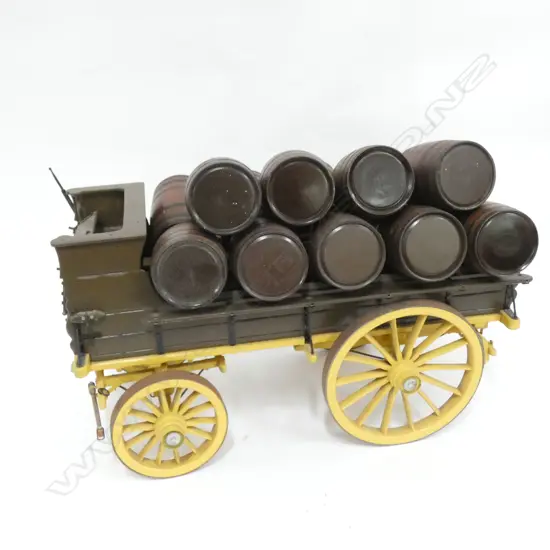 FINE HAND MADE MODEL YELLOW DB WAGON w. BARRELS L.880mm O.A