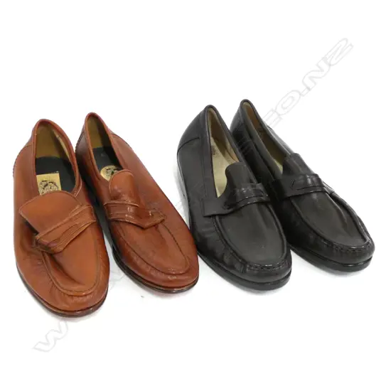 2X PAIR OF AUSTRIAN BROWN LEATHER SHOES SIZE 10-11 US  