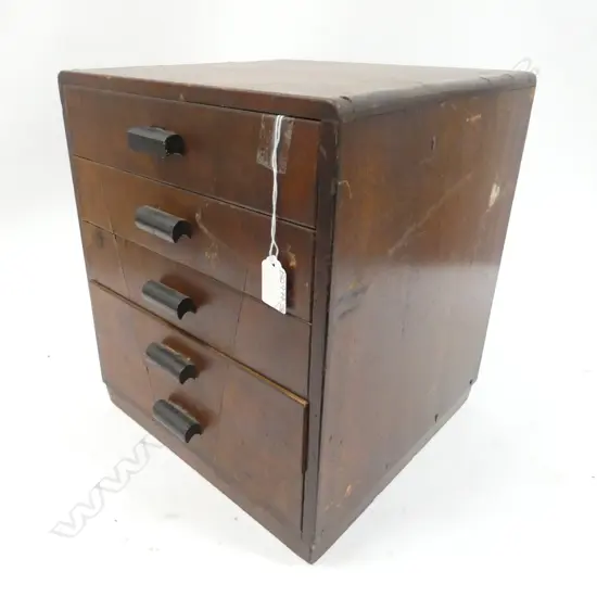 SMALL OLD JAPANESE COLLECTORS/SEWING CHEST OR FILING CABINET 5-DRAWER 300 X 290 X 350MM