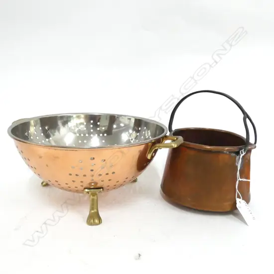 COPPER COLANDER (DIA 230MM) & COPPER HEATING POT (DIA 140MM)