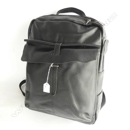 BLACK COWHIDE LEATHER BAG CROC DETAIL H.420mm