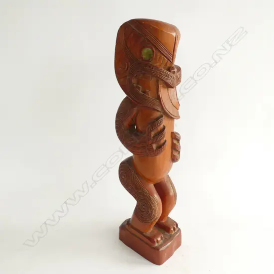CARVED WOODEN MAORI POUTOKOMANAWA H.415mm