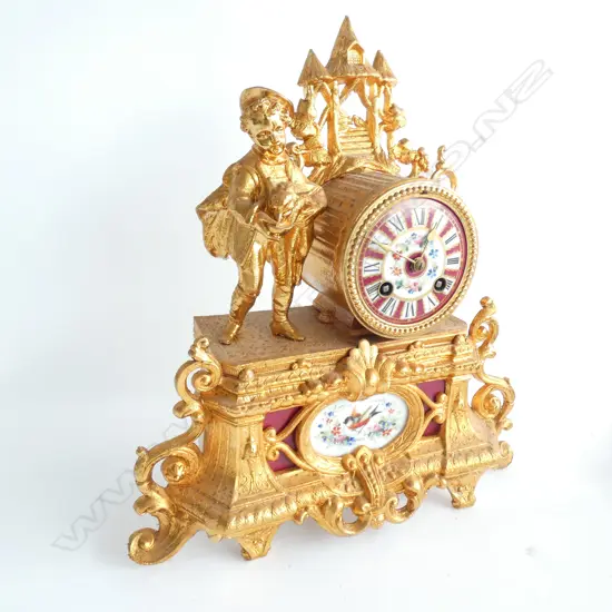 FRENCH 19TH GILT MANTLE CLOCK