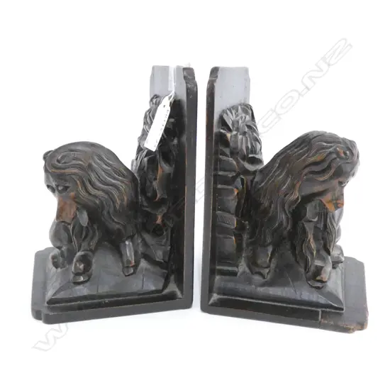 PAIR OF OLD EBONISED BLACK FOREST STYLE BOOKENDS
