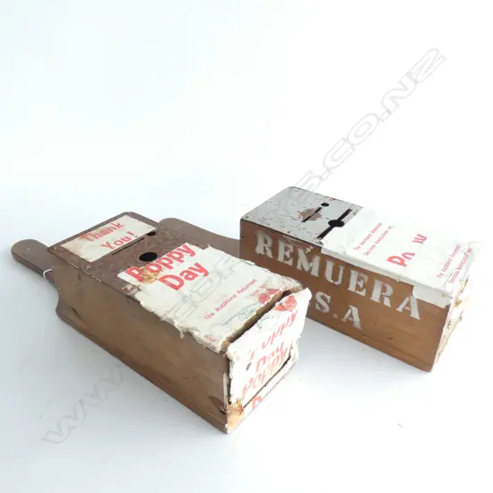 2 VINTAGE RSA POPPY DAY COLLECTION BOXES...