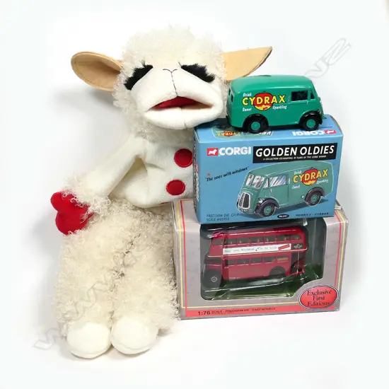 BOXED CORGI & EFE MODEL VEHICLES + 'LAMPCHOP' HANDPUPPET...