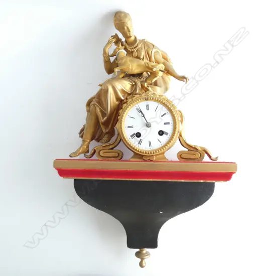 ANTIQUE CLOCK LADY & GREYHOUND