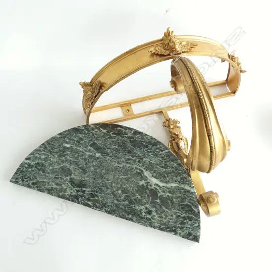 GILDED BRASS & MARBLE WALL BRACKET HALF ROUND