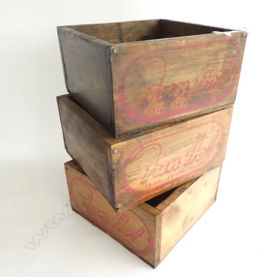 3 MODERN BOXES WITH 'FUN HO' STENCIL 295mm sq