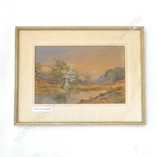 WILLIAM WILDE (1826 - 1901) LANDSCAPE W/C 210x330mm