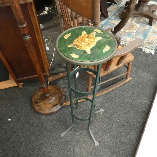 VINTAGE GREEN METAL POT STAND H.850mm