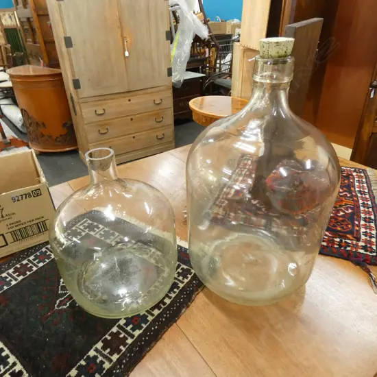 2 LARGE GLASS BOTTLE VASES H.550mm
