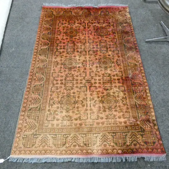 HAND WOVEN WOOL PILE RUG LIGHT FADING 1920 X 1240MM