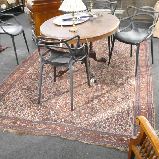 HAND KNOTTED ALL WOOL CAUCASIAN TRIBAL SHIRVAN RUG 2860x1920mm PILE WORN IN PLACES