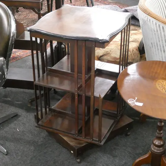 EDWARDIAN MAHOGANY REVOLVING BOOKCASE SHERATON REVIVAL AF...