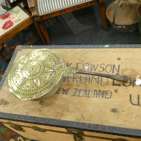 18thC ANTIQUE CHESTNUT ROASTER 325mm dia