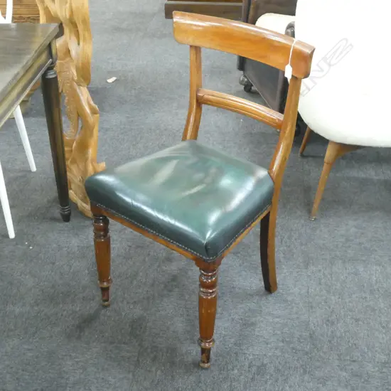 REGENCY MAHOGANY BAR BACK CHAIR LEATHER SEAT