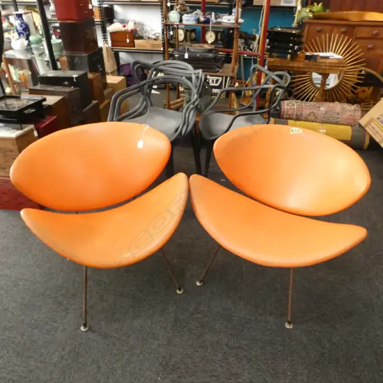 PR RETRO ORANGE VINYL LIP CHAIRS