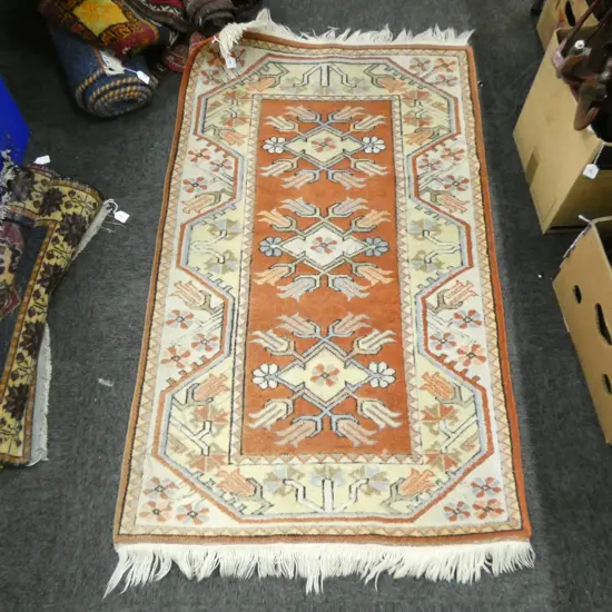 HAND KNOTTED ALL WOOL MILAS TURKEY CEYREK RUG 1350x825mm