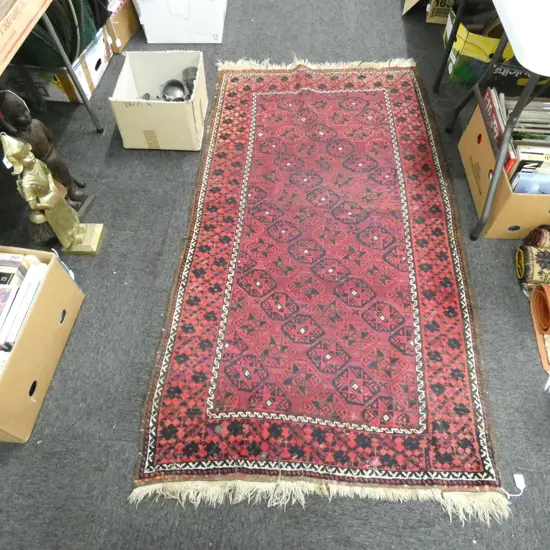 ALL WOOL HAND KNOTTED TURKMAN RUG 1860x985mm