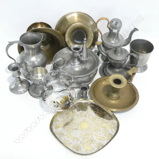 BOX ASST - MAINLY OLD PEWTER INCL. SM COFFEE POT 