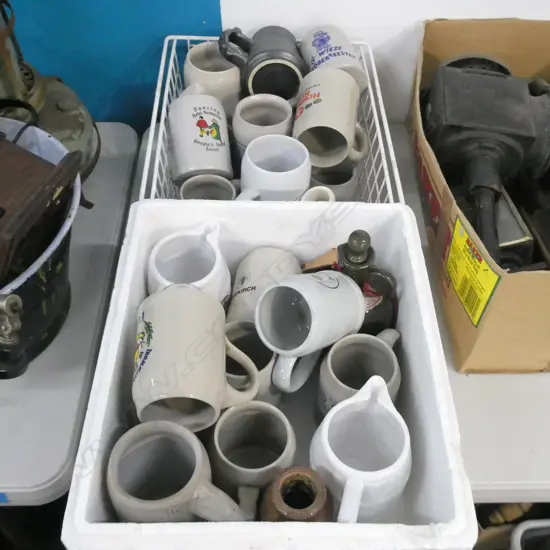 2 BOXES ASST BEER TANKARDS ETC