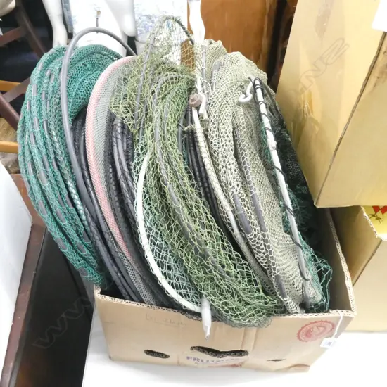 LARGE LOT ASST LONG RINGED FISHING NETS