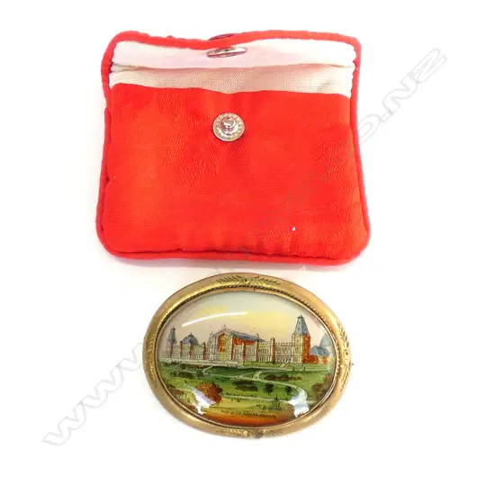 VICTORIAN BROOCH - PAINTED PANEL OF ALEXANDRA PALACE