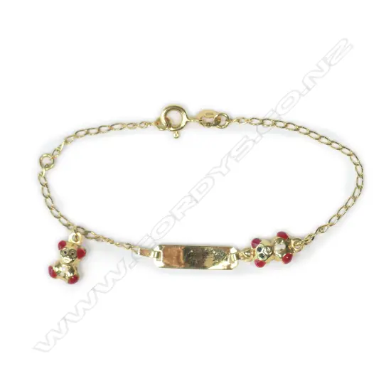 9CT Y/GOLD BRACELET WITH TEDDY BEARS 2.11gm