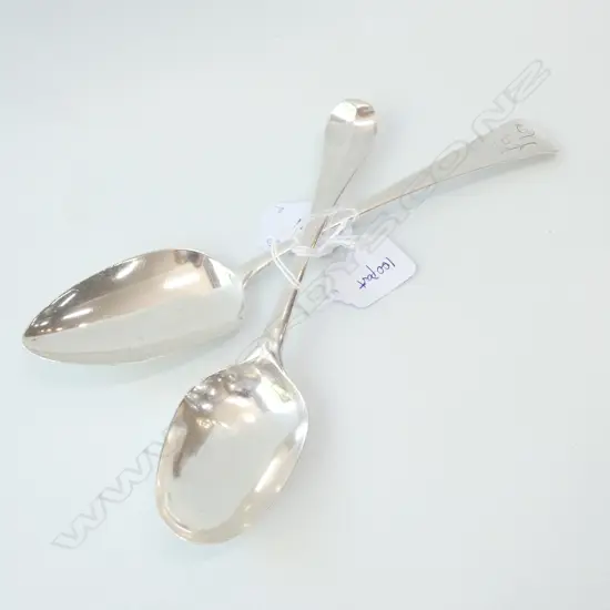 TWO SILVER SPOONS, LONDON 1806 J LIAS + LONDON 1734 S WILFORD 113 GRAMS