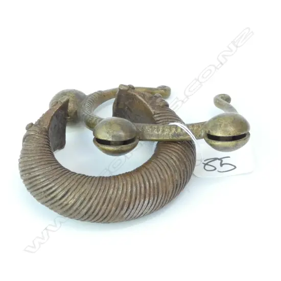 2 OLD SENUFO AFRICA BRONZE CURRENCY BRACELETS