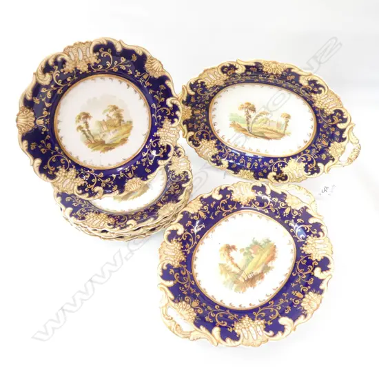 An early/mid19thC Rockingham style hand painted porcelain fruit set