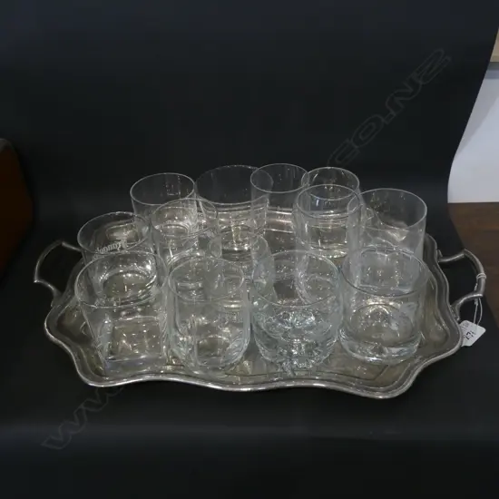 EP TRAY AND ASST. WHISKEY TUMBLERS