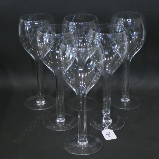 6 HOLLOW STEM WINE GLASSES 