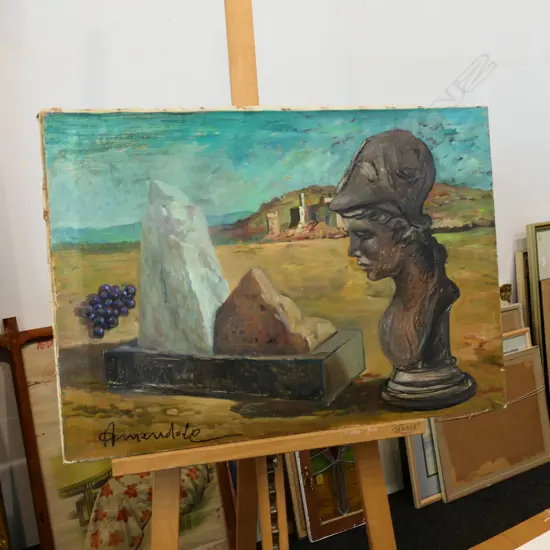 FERNANDO AMENDOLA 'METAFISICA' OIL ON CANVAS W/ CATALOGUE