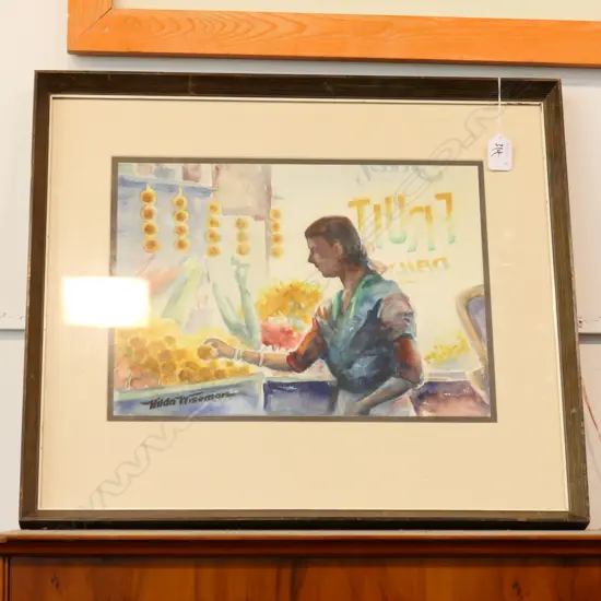 HILDA WISEMAN 1894-1984 W/C 'FRESH FRUIT DAILY' SIGNED