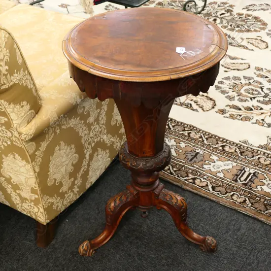 VICTORIAN SEWING TABLE 750MM H 470MM DIA