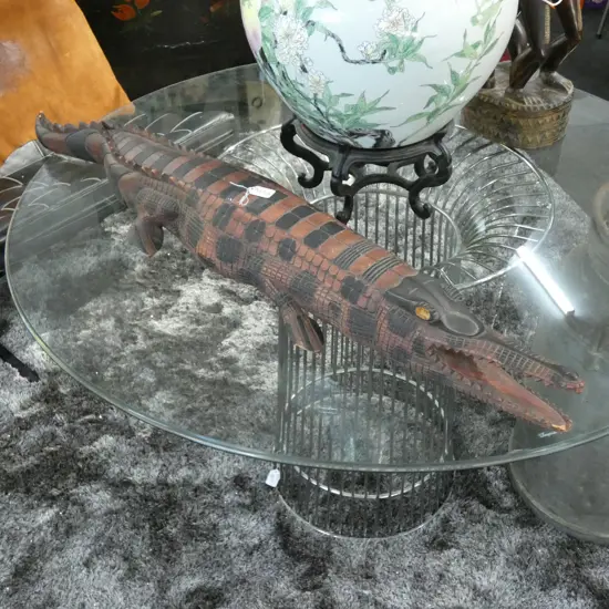 CARVED WOODEN CROCODILE 1130MM L TAIL END AF