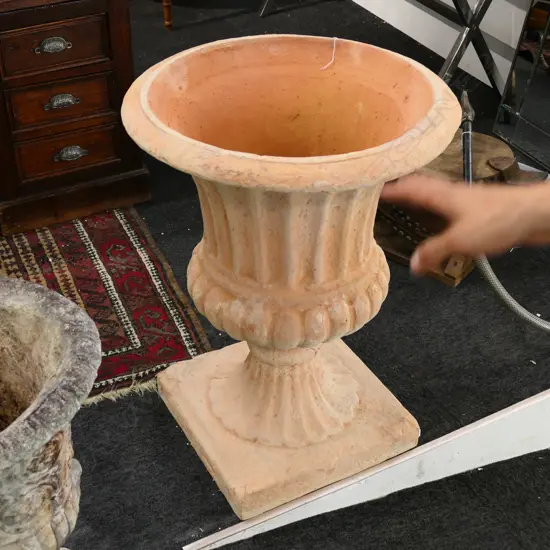 TERRACOTTA LGE CLASSICAL URN. H.750mm