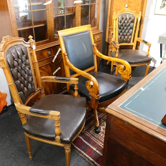 PR FRENCH STYLE LEATHER CHAIRS 600MM W