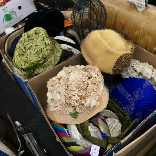 2 BOXES OF VINTAGE HATS