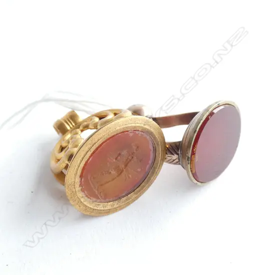 2 GOLD PLATE (ONE POSSIBLY 9CT) FOB SEALS